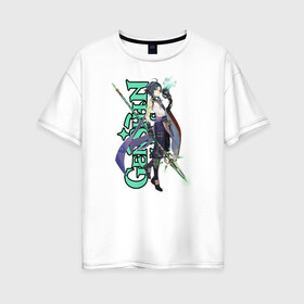Женская футболка хлопок Oversize с принтом GENSHIN IMPACT (Xiao) в Санкт-Петербурге, 100% хлопок | свободный крой, круглый ворот, спущенный рукав, длина до линии бедер
 | anime | game | genshin | genshin impact | impact | xiao | аниме | игра | сяо