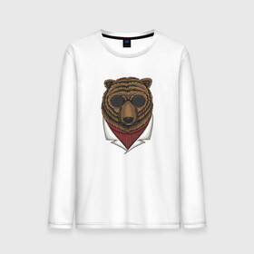 Мужской лонгслив хлопок с принтом Крутой Медведь в очках в Санкт-Петербурге, 100% хлопок |  | Тематика изображения на принте: bear | grizzly | kuma | гриззли | гризли | грозный | крутой | медведь | медвежонок | мишка