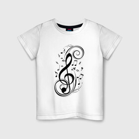 Детская футболка хлопок с принтом Ноты в Санкт-Петербурге, 100% хлопок | круглый вырез горловины, полуприлегающий силуэт, длина до линии бедер | звук | музыка | ноты | тату | татуировка | черное