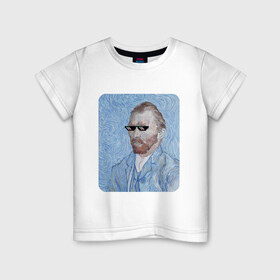 Детская футболка хлопок с принтом Ван Гог в очках в Санкт-Петербурге, 100% хлопок | круглый вырез горловины, полуприлегающий силуэт, длина до линии бедер | автопортрет | арт | ван гог | ван гог мем | звезда | звёздная ночь | крутой | мемасик | мемасные очки | очки | очки из мема | пиджак | художник