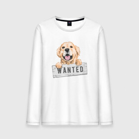 Мужской лонгслив хлопок с принтом Dog Wanted в Санкт-Петербурге, 100% хлопок |  | cute | dog | wanted | woof | гав | забавный | пес | песель | песик | смешной | собака | собачка | щенок