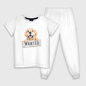 Детская пижама хлопок с принтом Dog Wanted в Санкт-Петербурге, 100% хлопок |  брюки и футболка прямого кроя, без карманов, на брюках мягкая резинка на поясе и по низу штанин
 | cute | dog | wanted | woof | гав | забавный | пес | песель | песик | смешной | собака | собачка | щенок