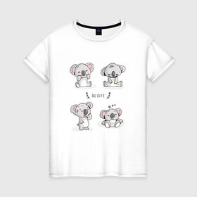 Женская футболка хлопок с принтом Милые коалы в Санкт-Петербурге, 100% хлопок | прямой крой, круглый вырез горловины, длина до линии бедер, слегка спущенное плечо | bear | koala | животное | коала | коалы | медведи | медведь
