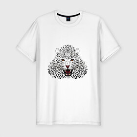 Мужская футболка хлопок Slim с принтом Леопард в Санкт-Петербурге, 92% хлопок, 8% лайкра | приталенный силуэт, круглый вырез ворота, длина до линии бедра, короткий рукав | большая кошка | дикий зверь | зверь | кошка | леопард