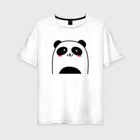 Женская футболка хлопок Oversize с принтом Милая панда в Санкт-Петербурге, 100% хлопок | свободный крой, круглый ворот, спущенный рукав, длина до линии бедер
 | panda | животное | медведи | медведь | мишки | панда | панды