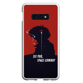 Чехол для Samsung S10E с принтом Cowboy Bebop - Spike в Санкт-Петербурге, Силикон | Область печати: задняя сторона чехла, без боковых панелей | anime | bebop | cowboy | cowboy bebop | fantastic | japan | japanese | lets jam | oldschool | space | spike | аниме | анимэ | бибоп | вестерн | классика | ковбой | ковбой бибоп | космический | космос | спайк | фантастика | япония | японский