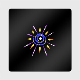 Магнит виниловый Квадрат с принтом спираль с лучами в Санкт-Петербурге, полимерный материал с магнитным слоем | размер 9*9 см, закругленные углы | Тематика изображения на принте: звезда | космос | лучи | необычное | неон | нло | прикольное | спираль | странное | фрик