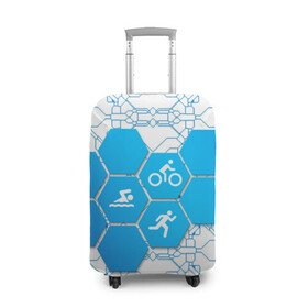 Чехол для чемодана 3D с принтом Плыви, Крути, Беги в Санкт-Петербурге, 86% полиэфир, 14% спандекс | двустороннее нанесение принта, прорези для ручек и колес | bike | ironman | run | running | swim | swimming | triathlon | бег | бегун | велосипед | велоспорт | выносливость | железный человек | плавание | спорт на выносливость | триатлон | цикличный вид спорта