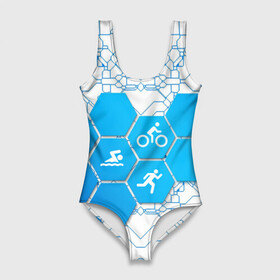 Купальник-боди 3D с принтом Плыви Крути Беги в Санкт-Петербурге, 82% полиэстер, 18% эластан | Круглая горловина, круглый вырез на спине | bike | ironman | run | running | swim | swimming | triathlon | бег | бегун | велосипед | велоспорт | выносливость | железный человек | плавание | спорт на выносливость | триатлон | цикличный вид спорта