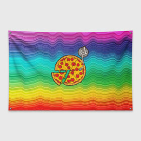 Флаг-баннер с принтом D j Пицца в Санкт-Петербурге, 100% полиэстер | размер 67 х 109 см, плотность ткани — 95 г/м2; по краям флага есть четыре люверса для крепления | d.j | dj | pizza | диджей | музыка | музыканту | пицца | прикол | шутка