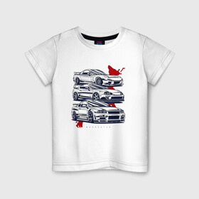 Детская футболка хлопок с принтом JDM Legends(Ne1t) в Санкт-Петербурге, 100% хлопок | круглый вырез горловины, полуприлегающий силуэт, длина до линии бедер | gtr | jdm | mazda rx 7 | supra | легенды | хлопок