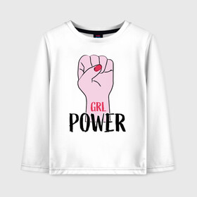 Детский лонгслив хлопок с принтом Girl Power в Санкт-Петербурге, 100% хлопок | круглый вырез горловины, полуприлегающий силуэт, длина до линии бедер | girl | power | арт | иллюстрация | сила | феменизм