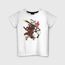 Детская футболка хлопок с принтом Honey badger samurai в Санкт-Петербурге, 100% хлопок | круглый вырез горловины, полуприлегающий силуэт, длина до линии бедер | Тематика изображения на принте: барсук | зверь | иллюстрация | китай | медоед | самурай