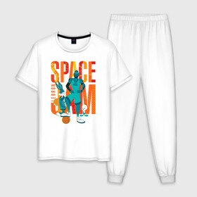 Мужская пижама хлопок с принтом Space Jam Lebron в Санкт-Петербурге, 100% хлопок | брюки и футболка прямого кроя, без карманов, на брюках мягкая резинка на поясе и по низу штанин
 | bugs bunny | lebron james | space jam | space jam 2 | space jam a new legacy | tweety | vdzabma | багз банни | космический джем | космический джем 2 | космический джем: новое поколение | леброн джеймс | твити