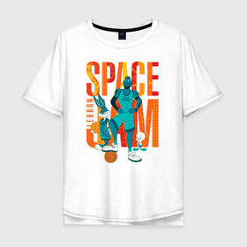 Мужская футболка хлопок Oversize с принтом Space Jam Lebron в Санкт-Петербурге, 100% хлопок | свободный крой, круглый ворот, “спинка” длиннее передней части | bugs bunny | lebron james | space jam | space jam 2 | space jam a new legacy | tweety | vdzabma | багз банни | космический джем | космический джем 2 | космический джем: новое поколение | леброн джеймс | твити