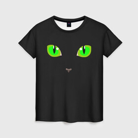 Женская футболка 3D с принтом КОШАЧЬИ ГЛАЗКИ в Санкт-Петербурге, 100% полиэфир ( синтетическое хлопкоподобное полотно) | прямой крой, круглый вырез горловины, длина до линии бедер | cat | cat eyes | eyes | аниме | взгляд | глаза | глаза кошки | глазки | животные | зелёный | киса | кот | коте | котейка | котенок | котэ | котя | кошачий глаз | кошачьи глаза | кошечка | кошка | мордочка