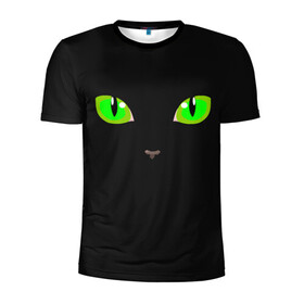 Мужская футболка 3D спортивная с принтом КОШАЧЬИ ГЛАЗКИ в Санкт-Петербурге, 100% полиэстер с улучшенными характеристиками | приталенный силуэт, круглая горловина, широкие плечи, сужается к линии бедра | Тематика изображения на принте: cat | cat eyes | eyes | аниме | взгляд | глаза | глаза кошки | глазки | животные | зелёный | киса | кот | коте | котейка | котенок | котэ | котя | кошачий глаз | кошачьи глаза | кошечка | кошка | мордочка