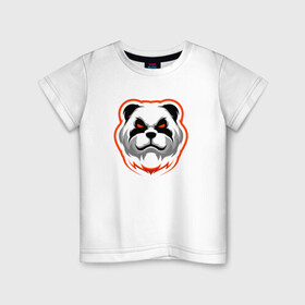 Детская футболка хлопок с принтом Панда с красными глазами в Санкт-Петербурге, 100% хлопок | круглый вырез горловины, полуприлегающий силуэт, длина до линии бедер | cute | dog | pitbull | woof | американский питбультерьер | гав | забавный | пес | песель | песик | питбуль | смешной | собака | собачка | щенок