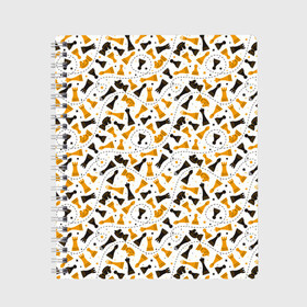 Тетрадь с принтом Шахматные Фигуры в Санкт-Петербурге, 100% бумага | 48 листов, плотность листов — 60 г/м2, плотность картонной обложки — 250 г/м2. Листы скреплены сбоку удобной пружинной спиралью. Уголки страниц и обложки скругленные. Цвет линий — светло-серый
 | chess | игра | король | ладья | математика | пешка | ферзь | чёрно белые | шах и мат | шахматист | шахматная доска | шахматные фигуры | шахматы