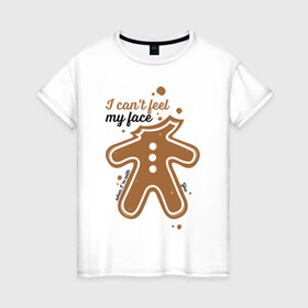 Женская футболка хлопок с принтом Печенька в Санкт-Петербурге, 100% хлопок | прямой крой, круглый вырез горловины, длина до линии бедер, слегка спущенное плечо | арт | иллюстрация | печенье | печенька | пряник