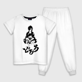 Детская пижама хлопок с принтом Хяккимару обнимает Дороро | Dororo (Z) в Санкт-Петербурге, 100% хлопок |  брюки и футболка прямого кроя, без карманов, на брюках мягкая резинка на поясе и по низу штанин
 | Тематика изображения на принте: anime | dororo | hyakkimaru | manga | аниме | дороро | манга | фентази | фэнтази | хяккимару