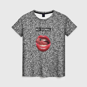 Женская футболка 3D с принтом Губы в Санкт-Петербурге, 100% полиэфир ( синтетическое хлопкоподобное полотно) | прямой крой, круглый вырез горловины, длина до линии бедер | Тематика изображения на принте: no signal | вызывающе | губы | дерзко | лягушка | нет сигнала | рот | рябь | стильно | тренд | фауна