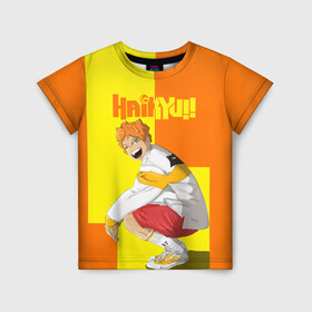 Детская футболка 3D с принтом Шоё Хината на стиле | Haikyu!! в Санкт-Петербурге, 100% гипоаллергенный полиэфир | прямой крой, круглый вырез горловины, длина до линии бедер, чуть спущенное плечо, ткань немного тянется | 10 номер | haikyu | haikyuu | hinata shoyo | karasuno | аниме | волейбол | волейбольный клуб | карасуно | коротышка | красный | мальчик мяч | манга | рыжик | старшая школа | хаикую | чиби чан | шоё хината