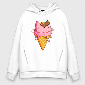 Мужское худи Oversize хлопок с принтом Cat Ice Cream в Санкт-Петербурге, френч-терри — 70% хлопок, 30% полиэстер. Мягкий теплый начес внутри —100% хлопок | боковые карманы, эластичные манжеты и нижняя кромка, капюшон на магнитной кнопке | animal | cat | cute | ice cream | kitty | meow | друг | еда | животные | киска | кися | китти | кот | котенок | котик | котэ | кошечка | кошка | мороженое | мур | мяу | питомец