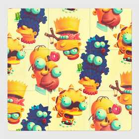 Магнитный плакат 3Х3 с принтом Crazy Simpsons в Санкт-Петербурге, Полимерный материал с магнитным слоем | 9 деталей размером 9*9 см | bart | gomer | liza | simpsons | the simpson | барт | гомер | лиза | мардж | мульт | мультфильм | симпсоны