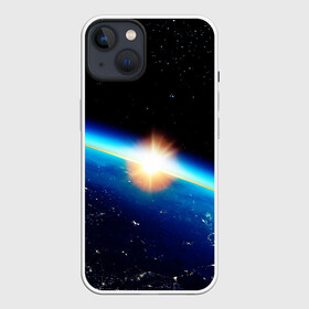 Чехол для iPhone 13 с принтом КОСМИЧЕСКИЙ РАССВЕТ 3D в Санкт-Петербурге,  |  | вселенная | галактика | звёзды | земля | космос | лучи | рассвет | сияние | солнце
