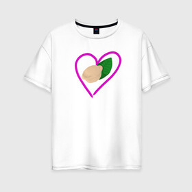 Женская футболка хлопок Oversize с принтом любовь к пельменям в Санкт-Петербурге, 100% хлопок | свободный крой, круглый ворот, спущенный рукав, длина до линии бедер
 | еда | лаврушка | пельмень | пища | сердечко
