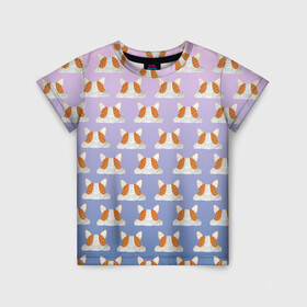 Детская футболка 3D с принтом Pop it Корги Поп-ит корги в Санкт-Петербурге, 100% гипоаллергенный полиэфир | прямой крой, круглый вырез горловины, длина до линии бедер, чуть спущенное плечо, ткань немного тянется | pop it | корги | поп ит | симпл димпл