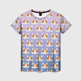 Женская футболка 3D с принтом Pop it Корги Поп-ит корги в Санкт-Петербурге, 100% полиэфир ( синтетическое хлопкоподобное полотно) | прямой крой, круглый вырез горловины, длина до линии бедер | pop it | корги | поп ит | симпл димпл