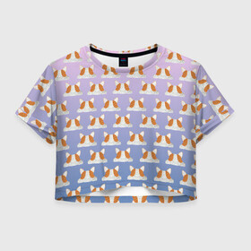 Женская футболка Crop-top 3D с принтом Pop it Корги Поп-ит корги в Санкт-Петербурге, 100% полиэстер | круглая горловина, длина футболки до линии талии, рукава с отворотами | pop it | корги | поп ит | симпл димпл