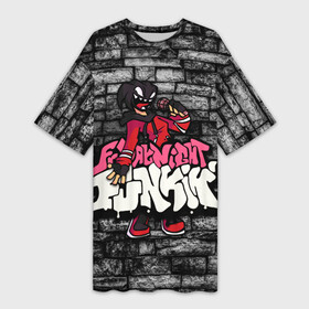 Платье-футболка 3D с принтом Friday Night Funkin A.G.O.T.I. в Санкт-Петербурге,  |  | agoti | character | fnf | аготи | буквы | игра | красный | логотип | микрофон | персонаж friday night funkin | рисовка | розовый | фрайдей
