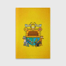 Обложка для паспорта матовая кожа с принтом Simpsons nation в Санкт-Петербурге, натуральная матовая кожа | размер 19,3 х 13,7 см; прозрачные пластиковые крепления | gomer | simpsons | the simpson | гомер | мульт | мультфильм | симпсоны