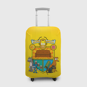 Чехол для чемодана 3D с принтом Simpsons nation в Санкт-Петербурге, 86% полиэфир, 14% спандекс | двустороннее нанесение принта, прорези для ручек и колес | gomer | simpsons | the simpson | гомер | мульт | мультфильм | симпсоны
