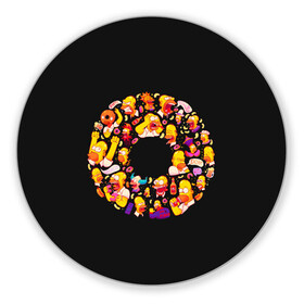Коврик для мышки круглый с принтом Пончик Гомер в Санкт-Петербурге, резина и полиэстер | круглая форма, изображение наносится на всю лицевую часть | gomer | simpsons | the simpson | гомер | мульт | мультфильм | симпсоны