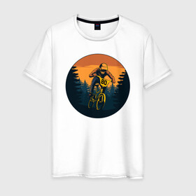 Мужская футболка хлопок с принтом Брось себе вызов в Санкт-Петербурге, 100% хлопок | прямой крой, круглый вырез горловины, длина до линии бедер, слегка спущенное плечо. | bmx | rider | велогонки | рампа | экстремальный спорт | экстрим | экстримрайдер