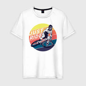 Мужская футболка хлопок с принтом Просто продолжай в Санкт-Петербурге, 100% хлопок | прямой крой, круглый вырез горловины, длина до линии бедер, слегка спущенное плечо. | bmx | rider | велогонки | рампа | экстремальный спорт | экстрим | экстримрайдер