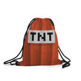 Рюкзак-мешок 3D с принтом TNT в Санкт-Петербурге, 100% полиэстер | плотность ткани — 200 г/м2, размер — 35 х 45 см; лямки — толстые шнурки, застежка на шнуровке, без карманов и подкладки | Тематика изображения на принте: игры | красный | лето | майнкрафт | тнт