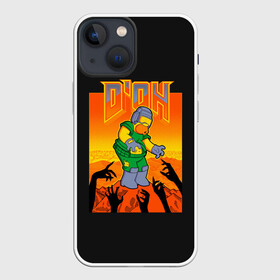 Чехол для iPhone 13 mini с принтом Doom x Simpsons в Санкт-Петербурге,  |  | doom | gomer | simpsons | the simpson | гомер | дум | мульт | мультфильм | симпсоны