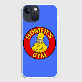 Чехол для iPhone 13 mini с принтом Спортзал Гомера в Санкт-Петербурге,  |  | gomer | gym | simpsons | the simpson | гомер | качалка | мульт | мультфильм | симпсоны | спортзал | спортсменам | спортсмену