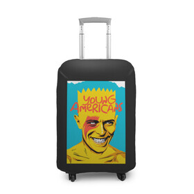 Чехол для чемодана 3D с принтом Bart x Bowie в Санкт-Петербурге, 86% полиэфир, 14% спандекс | двустороннее нанесение принта, прорези для ручек и колес | bart | simpsons | the simpson | барт | дэвид бови | дэвид боуи | мульт | мультфильм | симпсоны