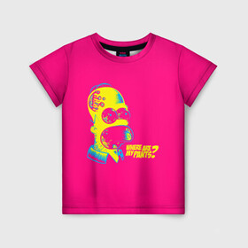 Детская футболка 3D с принтом Acid Gomer в Санкт-Петербурге, 100% гипоаллергенный полиэфир | прямой крой, круглый вырез горловины, длина до линии бедер, чуть спущенное плечо, ткань немного тянется | Тематика изображения на принте: gomer | simpsons | the simpson | гомер | мульт | мультфильм | симпсоны