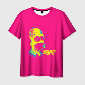 Мужская футболка 3D с принтом Acid Gomer в Санкт-Петербурге, 100% полиэфир | прямой крой, круглый вырез горловины, длина до линии бедер | gomer | simpsons | the simpson | гомер | мульт | мультфильм | симпсоны
