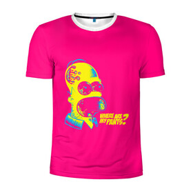 Мужская футболка 3D спортивная с принтом Acid Gomer в Санкт-Петербурге, 100% полиэстер с улучшенными характеристиками | приталенный силуэт, круглая горловина, широкие плечи, сужается к линии бедра | gomer | simpsons | the simpson | гомер | мульт | мультфильм | симпсоны