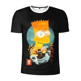 Мужская футболка 3D спортивная с принтом Барт в Азии в Санкт-Петербурге, 100% полиэстер с улучшенными характеристиками | приталенный силуэт, круглая горловина, широкие плечи, сужается к линии бедра | bart | simpsons | the simpson | азия | барт | мульт | мультфильм | симпсоны | япония