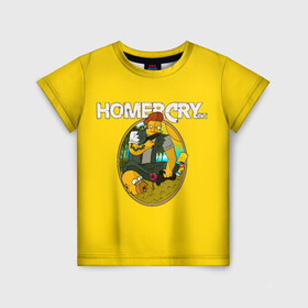 Детская футболка 3D с принтом Homer Cry в Санкт-Петербурге, 100% гипоаллергенный полиэфир | прямой крой, круглый вырез горловины, длина до линии бедер, чуть спущенное плечо, ткань немного тянется | far cry | farcray | gomer | homer | simpsons | the simpson | гомер | мульт | мультфильм | симпсоны | фар край