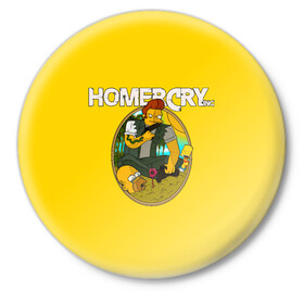 Значок с принтом Homer Cry в Санкт-Петербурге,  металл | круглая форма, металлическая застежка в виде булавки | far cry | farcray | gomer | homer | simpsons | the simpson | гомер | мульт | мультфильм | симпсоны | фар край